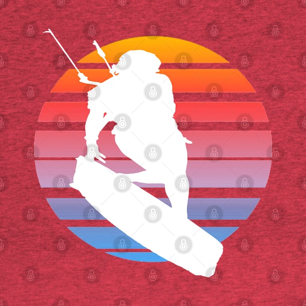 Kitesurfing Female Rider Silhouette Retro Sunset by taiche